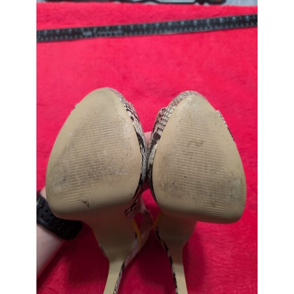 Steve Madden ADIN Snakeskin Neon Yellow Platform Peep Toe Slingback Heels 8M - Picture 7 of 9